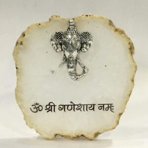 Small  Silver Elephant Head Tabletop Agate Stand – 4.5 Inch