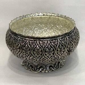 Large Silver Plated Bowl Embossed | 9.5″