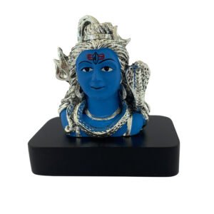 Silver Shiv Head Blue on Wood Base | 3.2 Inch