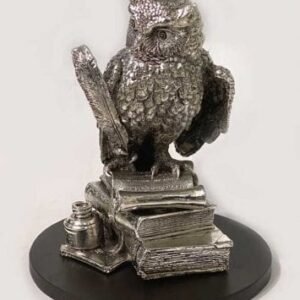 Silver Owl Sculpture of Wisdom and Knowledge – 8.50″