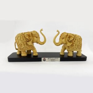 Elephant Pair on a Wood Base in Polystone | 4 Inch each