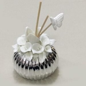 Silver Layered Ceramic Incense Diffuser White – 4 Inch
