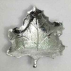 Fine Silver Chinar Leaf Dish – 999 Argento Sputtering -8.5 Inch