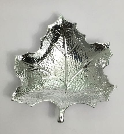 Fine Silver Chinar Leaf Dish – 999 Argento Sputtering -8.5 Inch