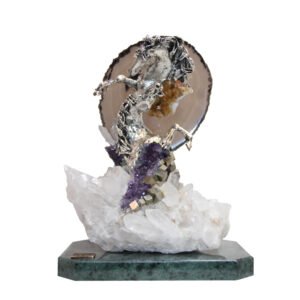 Carnelian & Amethyst Prancing Horse | 15.5″