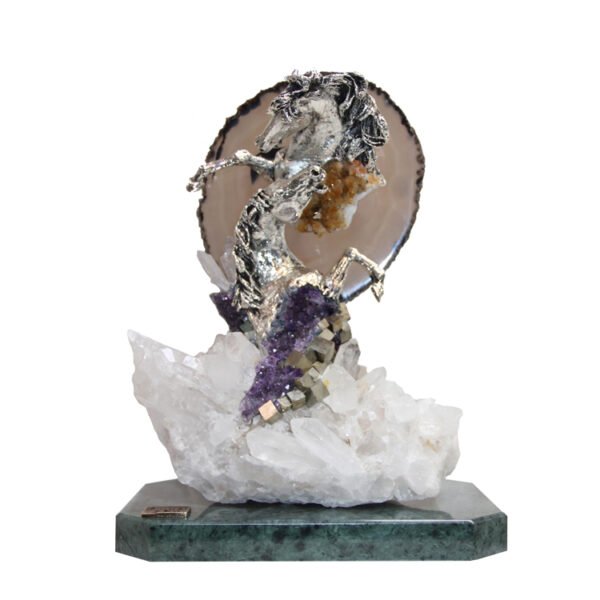 Carnelian & Amethyst Prancing Horse | 15.5″