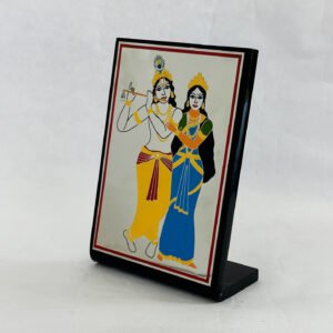 Silver Plated Tabletop Plaque of Radha Krishna | 5.5 Inch