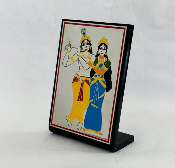 Silver Plated Tabletop Plaque of Radha Krishna | 5.5 Inch