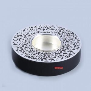 Round Pierced Tealight Holder Silver Plated | 4″ Dia