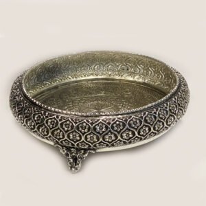 Ethnic Silver Plated Urli or Centerpiece | 10″ Dia