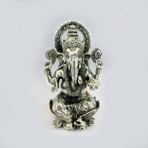Pure Silver Ganesh on Kamal | 3.7″