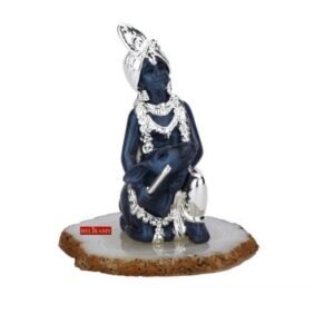 Silver Govinda Small on Agate Base – 13 cm Ht
