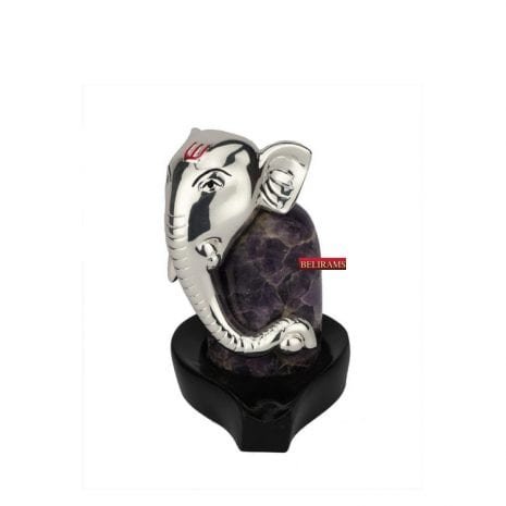 Silver Shivpriya Ganesha Murti on Shivling | 12 cm