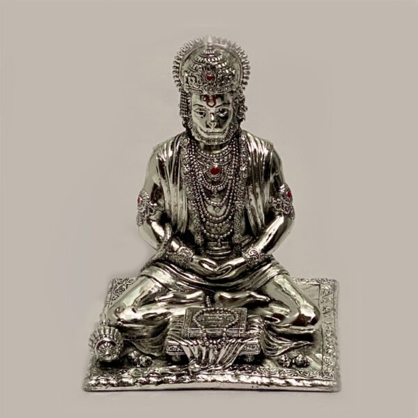 Silver Hanuman Reading Geeta | 7.5″ Ht.