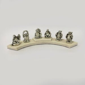 Silver Laughing Buddha 6 Poses in Antique Finish | 11.5″