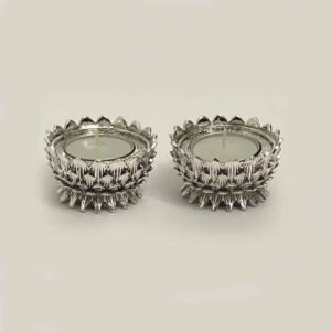 Silver Tealight Holder Pair | 2.5 Inch Dia Each