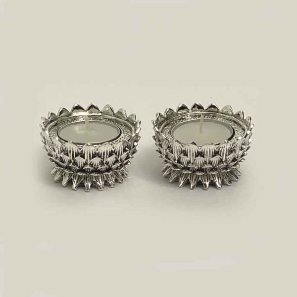 Silver Tealight Holder Pair | 2.5 Inch Dia Each