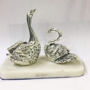 Small Silver SWANS Pair Statue