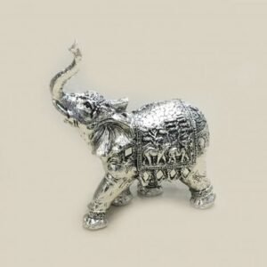 Unique Silver Elephant with trunk up – 5.5 inch … Resin Silver