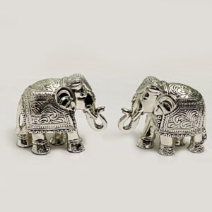 Gorgeous Silver Elephant Pair |  3″ Ht.