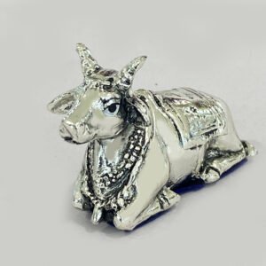 Mini Silver Nandi Idol | 2.7 inch