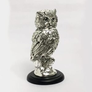 Best Silver OWL Sculpture Gift 8.7 Inch | Resin Silver