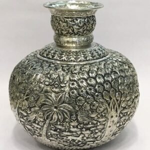 Embossed Silver Plated Vase cum Kalash – 10 Inch