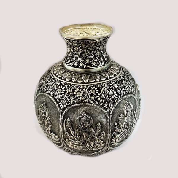 Silver Plated Kalash cum Vase Ashtalakshmi  | 10 Inch