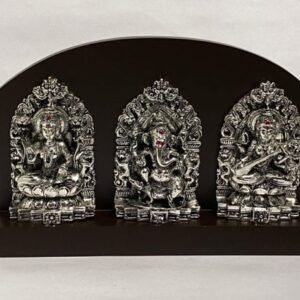 Silver Laxmi Ganesh Saraswati | 7.5 Inch Long