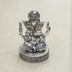 Unique Silver Ganesh Idol in Ashirwad Pose 5″ – Resin Silver
