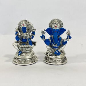 A Silver Ganesh Laxmi Idol Gift | 4″ Height