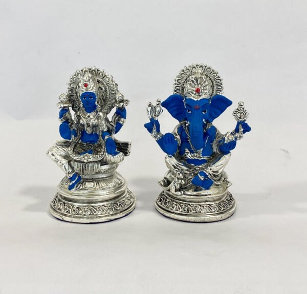 A Silver Ganesh Laxmi Idol Gift | 4″ Height