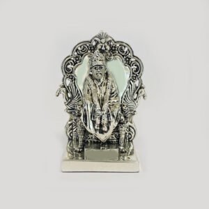 Silver Sai Baba Statue on Singhasan | 5″