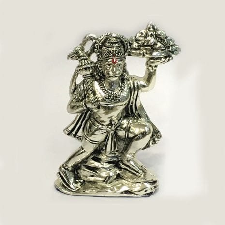 Buy Silver Hanuman Statue with Pahar or Parvat – 5.7 Inch