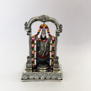 Silver Tirupati Balaji Venkateshwar Statue in Colour | 8 Inch