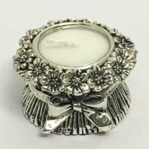 Silver Tea Light Candle Holder Stand – 2.5″ – Resin Silver