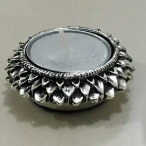 Mini Silver Tealight Holder Lotus Flower – Resin Silver – 2.5 inch