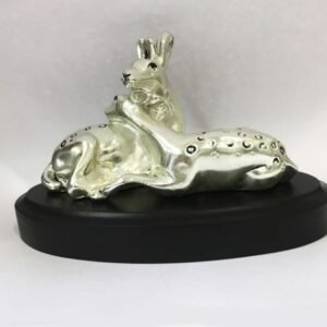 Pair of Deer or Chital 4″ Resin Silver