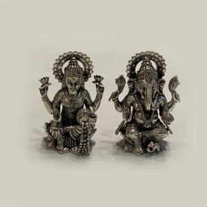 Pure Silver Laxmi Ganesh on Kamal | 4″