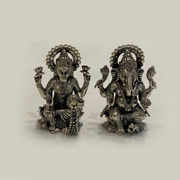 Pure Silver Laxmi Ganesh on Kamal | 4″