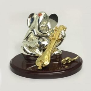 Buy Silver Sitar Ganesh Statue – 5 Inch Height