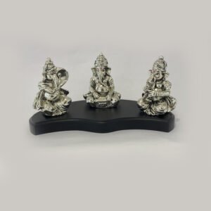 Musical Silver Ganesh Set of 3 | 9.2 inch