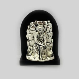 Mini Silver Sai Baba Wood back | 4.2 Inch