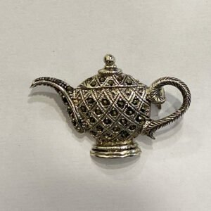 Cute Tea Kettle Brooch Merc Stones| 30×40 mm