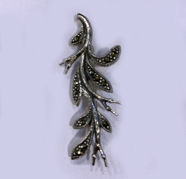 Pure Silver Flower Brooch | 50x20mm