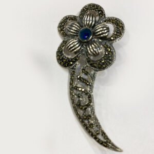 Fine Silver Flower Brooch | 60x30mm