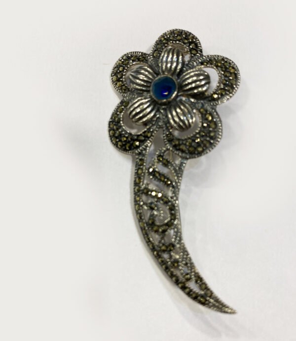 Fine Silver Flower Brooch | 60x30mm