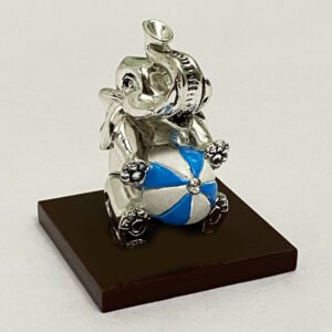 Cute Silver Baby Ele with Blue Ball | 2.5 Inch