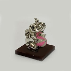 Cute Silver Baby Ele with Pink Ball | 2.5 Inch