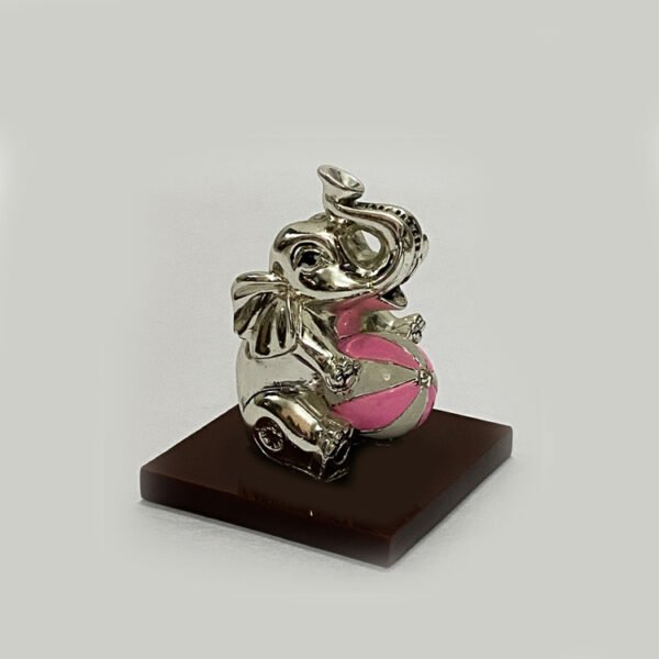 Cute Silver Baby Ele with Pink Ball | 2.5 Inch